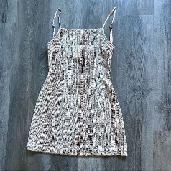 Urban Outfitters Mini Dress Snakeskin Print Mesh Tie Back Club - Picture 2 of 12